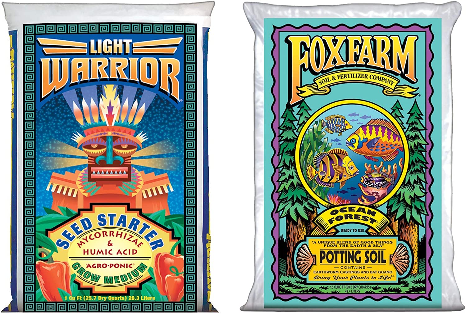 Foxfarm Fx Fx Hydroponics Light Warrior Seed Start Mix 27 Qt And Ocean Forest Organic Plant Garden Potting Soil Mix 38 6 Qt For Indoor Outdoor Gardens ガテンアメリカ